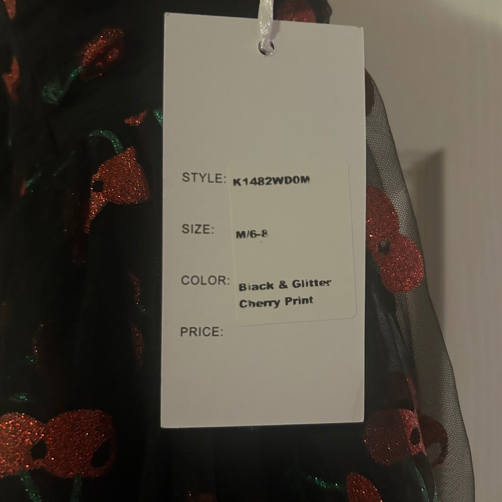 Unique Vintage black glitter cherry dress